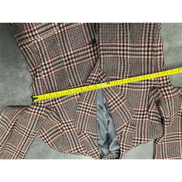 VTG Burberrys Tweed Blazer 40R English Woven Plaid Academia Preppy Old Money - Picture 4 of 10